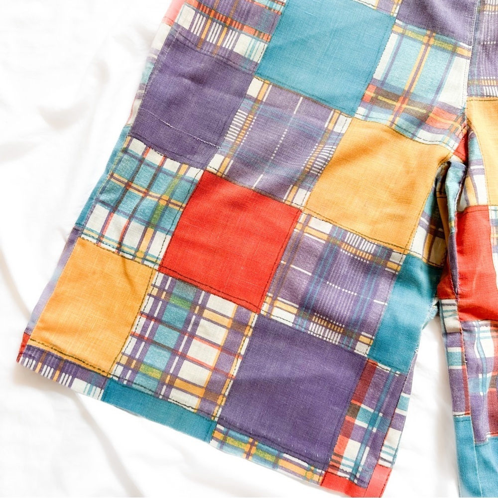 Vintage Handmade Patchwork Madras Bermuda Shorts … - image 2